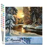 Image de Figured'Art Peinture par Numéro Adulte Coucher de Soleil en Forêt - Activité Manuelle Kit de Loisir Créatif DIY Numéro d'art Complet - 40x50cm sans châssis en Bois