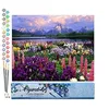 Image de Figured'Art Peinture par Numéro Adulte Fleurs et Lac au pied de la Montagne - Activité Manuelle Kit de Loisir Créatif DIY Numéro d'art Complet - 40x50cm sans châssis en Bois