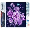 Image de Figured’Art Diamond Painting Broderie Diamant 40x50cm Toile Entière Roulée avec Strass Perles Carrés - Fleurs et Papillons en Violet - Kit Complet 5D DIY Activité Manuelle Loisirs Créatifs Adultes
