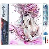 Image de Figured’Art Diamond Painting Broderie Diamant 40x50cm Toile Entière Roulée avec Strass Perles Carrés - Cheval et Crinière rose - Kit Complet Animaux 5D DIY Activité Manuelle Loisirs Créatifs Adultes