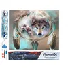 Image de Figured’Art Diamond Painting Broderie Diamant 40x50cm Toile Entière Roulée avec Strass Perles Carrés - Loups et Plumes - Kit Complet Animaux 5D DIY Activité Manuelle Loisirs Créatifs Adultes