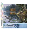 Image de Figured'Art Peinture par Numéro Adulte Chalet au bord du lac - Activité Manuelle Kit de Loisir Créatif DIY Numéro d'art Complet - 40x50cm sans châssis en Bois