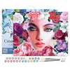 Image de Figured'Art Peinture par Numéro Adulte avec Cadre Visage et Fleurs - Activité Manuelle Kit de Loisir Créatif DIY Numéro d'Art Complet - 40x50cm toile tendue sur châssis