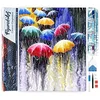 Image de Figured’Art Diamond Painting Broderie Diamant 40x50cm Toile Entière Roulée avec Strass Perles Carrés - Parapluies sous la Pluie - Kit Complet 5D DIY Activité Manuelle Loisirs Créatifs Adultes