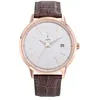Image de Montre JAPY Fernand 3 Aiguilles Date Cuir Acier Dore Rose Silver DIAL 2900203