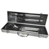 Image de Little Balance 3081 Baroud'Fire, Kit Barbecue 4 ustensiles : Pince, Fourchette, Spatule, Brosse, pour Le Jardin, en Camping, randonnée, Vacances. Set Barbecue avec valisette Portable, Tout INOX