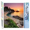 Image de Figured'Art Peinture par Numéro Adulte Plage au crépuscule - Activité Manuelle Kit de Loisir Créatif DIY Numéro d'Art Complet - 40x50cm sans châssis en bois