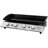 Image de Plancha au gaz VALENCIA, 4 brûleurs Inox 10kW, Plaque de Cuisson Acier Émaillé L 77,5 × l 34,5cm, Structure Acier Noir, Allumage Piezo, Gaz Butane ou Propane