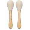 Image de Lot de 2 Cuillères Silicones Manche Bambou Beige