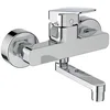 Image de Mitigeur mural de lavabo Ideal Standard Ceraplan, saillie 148 mm, robinet de salle de bains économiseur d'eau 12 l/min (3 bar), sans bonde de vidage   Chrome (166 x 155 mm)