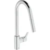 Image de Ideal Standard   Gusto Mitigeur de cuisine, Bec rond en C, avec vaporisateur extractible, bec pivotant à 360°, facile à installer avec la fixation EasyFix+, Chrome