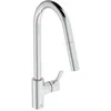 Image de Ideal Standard   Gusto Mitigeur de cuisine, Bec rond en C, avec vaporisateur extractible et d'un double spray, bec pivotant à 360°, facile à installer avec la fixation EasyFix+, Chrome