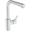 Image de Ideal Standard   Gusto Mitigeur de cuisine, Bec rond en L, avec vaporisateur extractible et d'un double spray, bec pivotant à 360°, facile à installer avec la fixation EasyFix+, Chrome