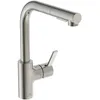 Image de Ideal Standard   Gusto Mitigeur de cuisine, Bec rond en L, avec vaporisateur extractible et d'un double spray, bec pivotant à 360°, facile à installer avec la fixation EasyFix+, Silver Storm