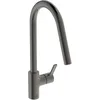 Image de Ideal Standard   Gusto Mitigeur de cuisine, Bec rond en C, avec vaporisateur extractible et d'un double spray, bec pivotant à 360°, facile à installer avec la fixation EasyFix+, Magnetic Grey