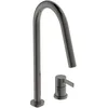 Image de Ideal Standard   Gusto Mitigeur de cuisine à deux trous, Bec rond en C, avec vaporisateur extractible et d'un double spray, bec pivotant à 360°, Raccord vissé par le bas, Magnetic Grey