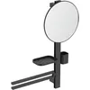 Image de Ideal Standard Alu+ Miroir de courtoisie, Combinaison d'accessoires M, avec Miroir cosmétique Ø 328 mm et étagères réglables, fabriqué à partir d'aluminium recyclé à 100%   Noir (580x145.5x717 mm)