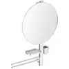 Image de Ideal Standard Alu+ Miroir de courtoisie, Combinaison d'accessoires L, avec Miroir cosmétique Ø 508 mm et étagères réglables, fabriqué à partir d'aluminium recyclé à 100%   Argent (640x145.5x817 mm)