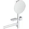 Image de Ideal Standard Alu+ Miroir de courtoisie, Combinaison d'accessoires M, avec Miroir cosmétique Ø 328 mm et étagères réglables, fabriqué à partir d'aluminium recyclé à 100%   Argent (580x145.5x717 mm)