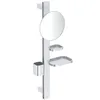Image de Ideal Standard Alu+ Miroir de courtoisie, Combinaison d'accessoires S, avec Miroir cosmétique Ø 205 mm (grossissement 3 Fois), en Aluminium recyclé à 100%   Argent (310.5x160x717 mm)