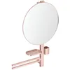 Image de Ideal Standard Alu+ Miroir de courtoisie, Combinaison d'accessoires L, avec Miroir cosmétique Ø 508 mm et étagères réglables, fabriqué à partir d'aluminium recyclé à 100%   Rosé (640x145.5x817 mm)
