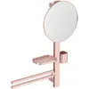 Image de Ideal Standard Alu+ Miroir de courtoisie, Combinaison d'accessoires M, avec Miroir cosmétique Ø 328 mm et étagères réglables, fabriqué à partir d'aluminium recyclé à 100%   Rosé (580x145.5x717 mm)