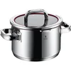 Image de WMF Function 4 marmite grande 20 cm, couvercle en verre, marmite à viande induction 3,4 l, acier inoxydable poli Cromargan, 4 fonctions de versement, graduation interne, rouge