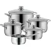 Image de WMF Diadem Plus set de casseroles induction 5 pièces, set de casseroles avec couvercle en verre, acier inoxydable poli Cromargan, set de casseroles à induction non revêtu