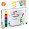 Image de Kreul 16300 - Hobby Line Peintre sur porcelaine, avec pointe de pinceau, set de 5, en jaune, rouge, bleu, vert & noir, pour peindre sur porcelaine, céramique, métal, verre