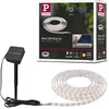 Image de Paulmann 78896 Stripe LED solaire 3 m avec capteur crépusculaire et batterie intégrés, IP44, 0,3 W, 48 lm, 60 LED/m, 2700 K, blanc chaud, matière plastique noire