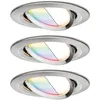 Image de Paulmann 92965 Lampe encastrée LED Nova Plus Smart Home Zigbee, ensemble rond pivotant, 3x5,2 W, RGBW, point en fer brossé à intensité variable, aluminium et zinc 2700 K