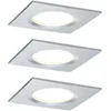 Image de Paulmann 93895 Kit encastrés Premium Coin Slim, dimmable, carré, fixe, LED 3x6,8W, 2700K, 230V, 51mm, Alu tourné/Al