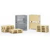 Image de bruder 02415 - Accessoires logistiques, 2 conteneurs grillagés, 2 caisses, 10 palettes - 1:16 Jouets, Expédition, Logistique, Camion, Camionnette