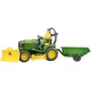 Image de bruder 62104 - Bworld John Deere Tracteur à gazon avec remorque & jardinier - 1:16 Tracteur, tondeuse à gazon, remorque, ferme, homme, jouet figuratif, travailleur, paysan