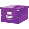 Image de Leitz Boîte de rangement Click & Store, Format moyen A4 (28,1 x 20 x 37cm), pour l'organisation des objets de la maison et du bureau, Montage bouton pression, En carton recyclé à 85%, Violet, 60440062