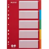 Image de Leitz Intercalaires A4 5 Touches, Rouge/Multicolore, Strong Carton Recyclé, 5 Onglets avec Table des Matières, 43866000