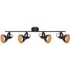 Image de Briloner Leuchten - Plafonnier, lampe à 4 spots, spots pivotants et orientables, rétro/vintage, 4 x E14, 40 watts, métal, noir-doré, 790 x 190 mm (LxH)