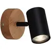 Image de Briloner Leuchten - Luminaire à spots, spot mural, applique murale rétro, vintage, spot pivotant et orientable, 1x GU10, métal et bois, noir, 90x120mm (DxH)