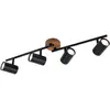 Image de Briloner Leuchten - Luminaire à spots, spot plafonnier rétro, éclairage plafonnier vintage, spots pivotants et orientables, 4x GU10, métal et bois, noir, 682x90x145mm (LxlxH)