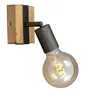 Image de Briloner - Spot - Applique murale design en bois et en metal gris - Lampe murale pivotable et rotatif - Style vintage, retro, industrielle - 1xE27 - Dimensions : 10x10,3x9cm