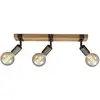 Image de Briloner - Suspension luminaire, plafonnier rétro vintage, spots orientables et pivotants, 3x E27, métal-bois, couleur : noir et marron, 48x10x9cm (Lxlxh)