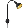 Image de Briloner Lampe de lit, applique murale, lampe de lecture avec Bras flexible, avec interrupteur marche/arrêt, 1 ampoule E14, max. 25 W - Métal noir et doré - 2084-015