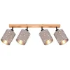 Image de Plafonnier Spot BRILONER LES LUMIÈRES STOFA, 25 W, IP20, taupe, métal-bois-tissu, excl. 4x E27, 65 x 13 x 19,5 cm