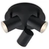 Image de BRILONER - Spot de plafond, applique de salle de bains, lampe de salle de bains, plafonnier orientable, 3x LED/GU10, IP44, noir, 210x112mm (DxH)