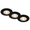 Image de Briloner 7044-035 Set de 3 lampes encastrées plafond LED, lampes encastrées ultraplates, spots encastrés salle de bain, spots encastrés salle de bain IP65, noir mat, 90x25 mm (DxH)