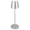 Image de BRILONER - Lampe de Table LED Rechargeable 2 en 1, Gradation Progressive, Tactile, Lumière Mobile d'Extérieur Sans Fil, Chrome Mat