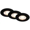 Image de BRILONER Lot de 3 spots LED encastrables 230 V pour salle de bain, IP44, spots de plafond, plats, noirs