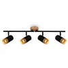 Image de BRILONER - Plafonnier, Plafonnier, Lampe, Application bois, Orientable, Lampe de salon, Lampe de chambre, Lampe de cuisine, Noir-bois