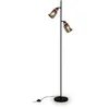 Image de BRILONER - Lampadaire Décoratif et de Lecture Orientable, Interrupteur à Pied, Verre Fumé, Noir-Bois
