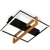 Image de BRILONER - Plafonnier LED Frame, plafonnier LED blanc chaud, lampe 12W avec cadre en bois, lampe de salon, lampe de chambre, 350x330x110 mm (LxlxH), bois-noir